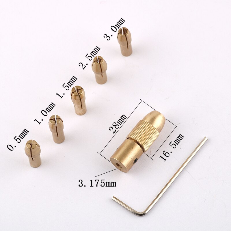 7pcs/set Mini DIY electric drill chuck collet Small Motor copper collet