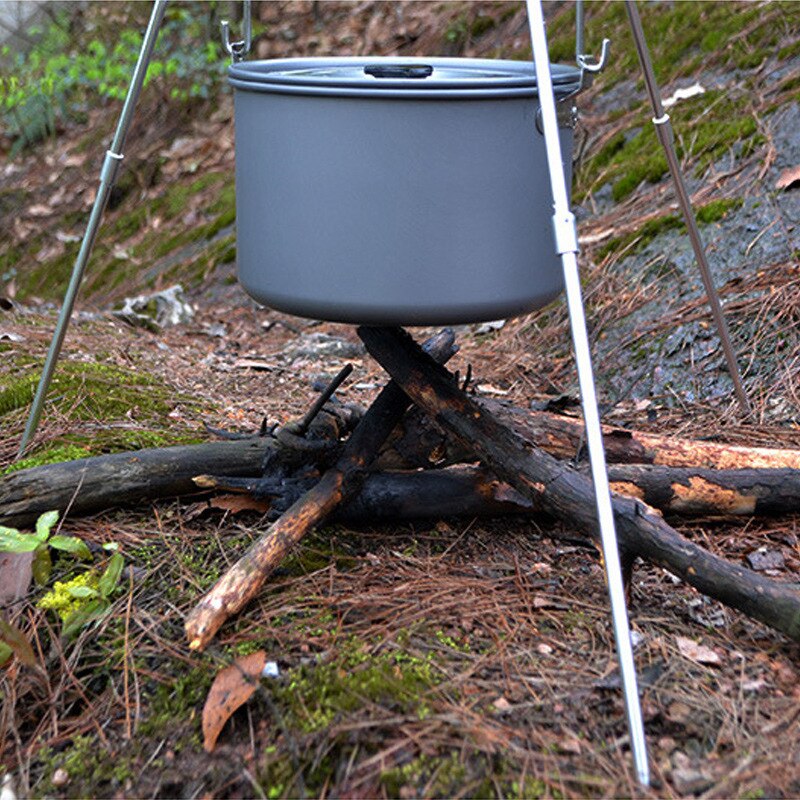 Outdoor Kamp Kampvuur Statief Camping Apparatuur Draagbare Drie-Sectie Opknoping Pot Koken Picknick Barbecue Beugel Aluminium