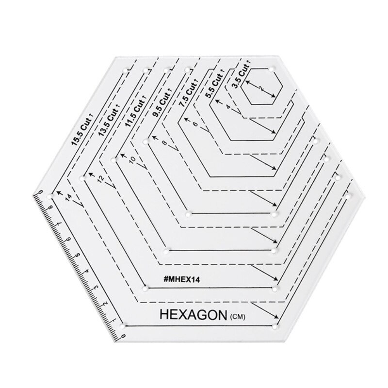 Transparente acolchado de regla de Patchwork de plantilla hexagonal DIY hecho a mano a medida herramientas y suministros: 4