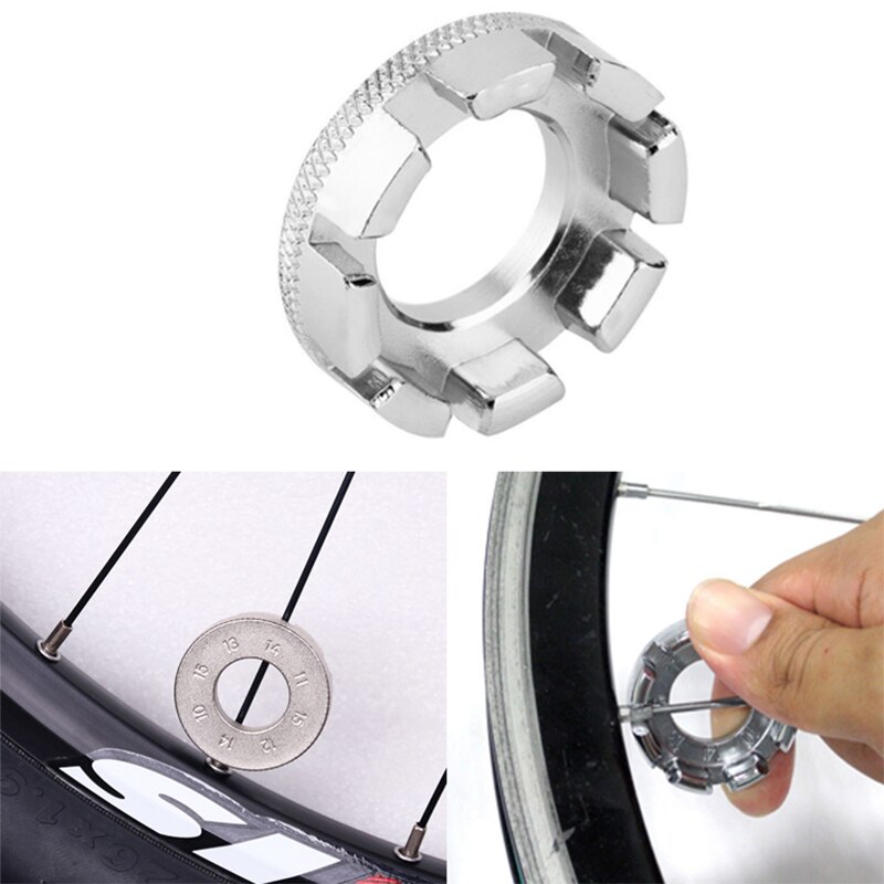 HOUSON Fiets spaaknippelsleutel, 5-in-1 multifunctioneel gereedschap met verwisselbare opzetstukken, tepelsleutel, multifunctioneel gereedschap voor fietsen met ergonomische handgreep