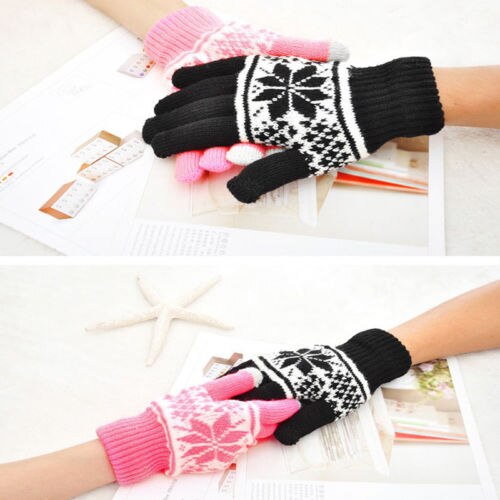 Warme Winter Handschuhe Strick berühren Handschuhe Männer Frauen Handschuhe Touchscreen Handschuh verrotten Weiß Rosa