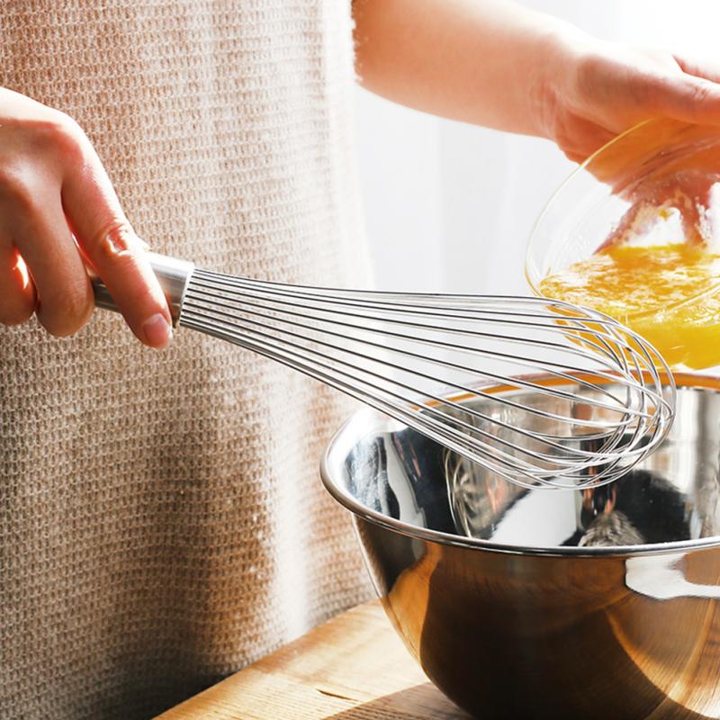 Batidores de mano de acero inoxidable con mango de cerámica multifunción, utensilios de cocina batidor agitador giratorio, accesorios de cocina