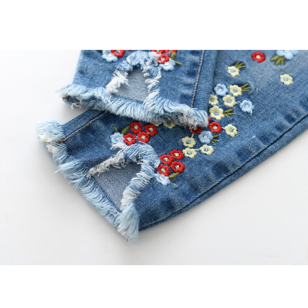 Babyinstar-pantalones vaqueros con bordado Floral para niña, ropa para niña pequeña, pantalones vaqueros, ropa para niño