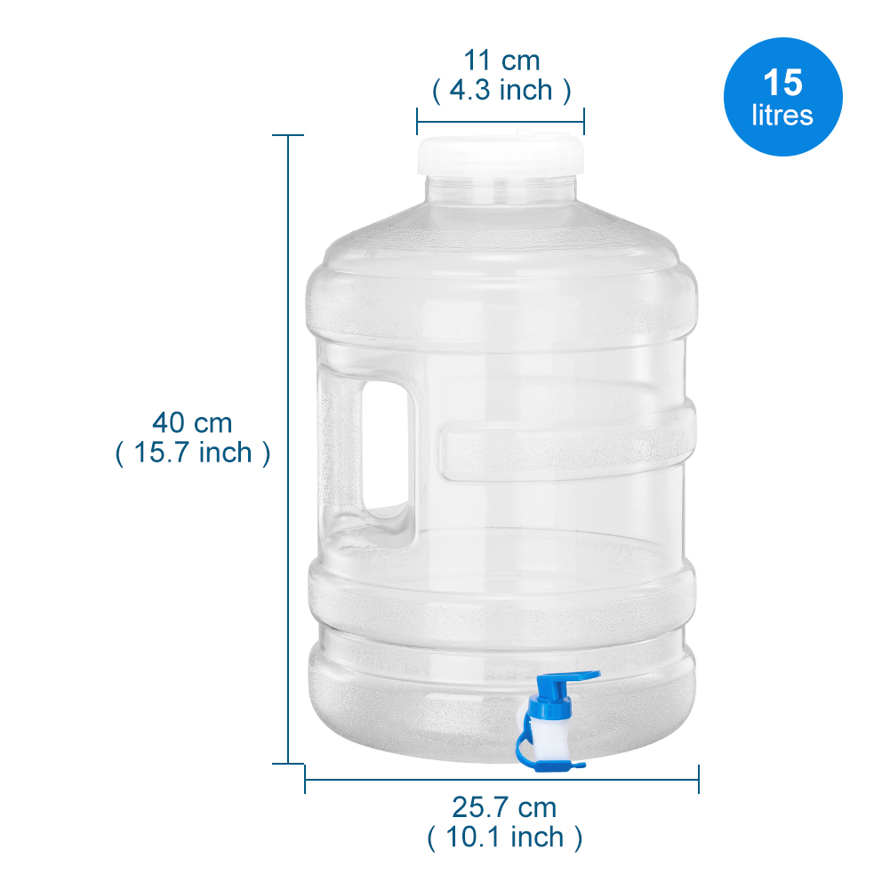 15L Litre Portable Water Container Jerry Can with Tap for Camping Picnic Water Storage Bottle Food Grade PC: Default Title