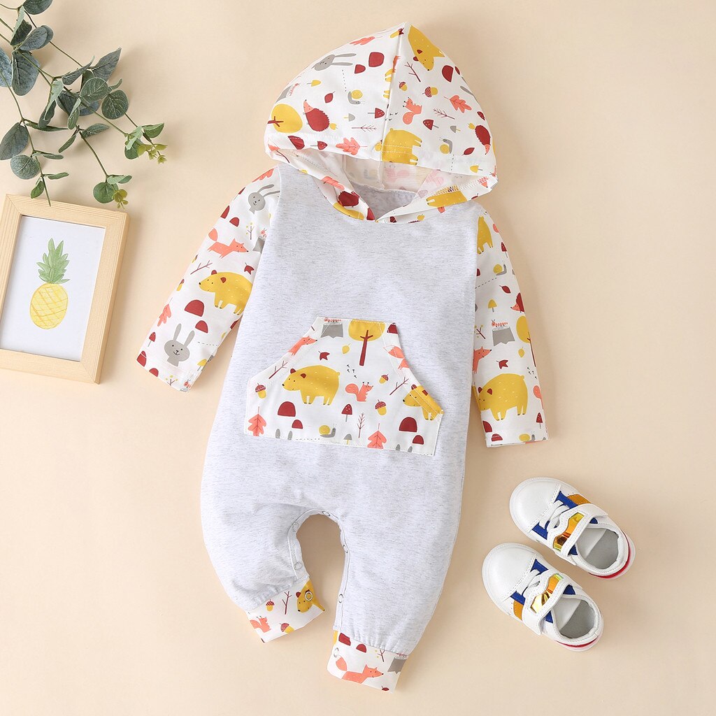 Kid Mädchen Jungen Kleidung Overall комбинезон детский Neue Neugeborenen Baby Cartoon Strampler Schüttelfrost Mit Kapuze Outfits Set