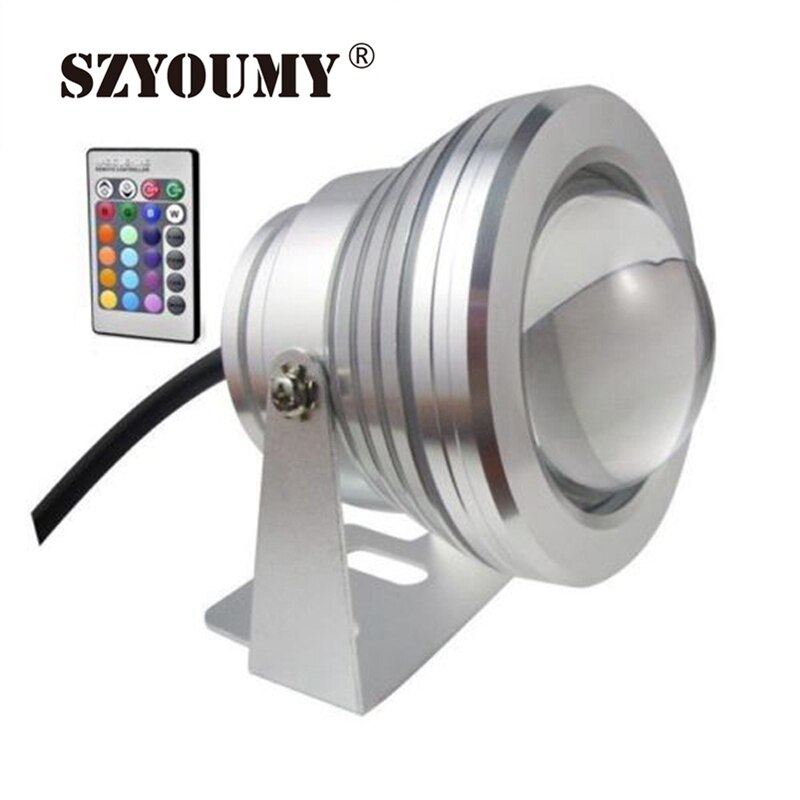 Szyoumy 10w 12v vedenalainen rgb led-valo 1000lm vedenpitävä  ip68 suihkulähde allaslamppu valot 16 väriä ohjaimella