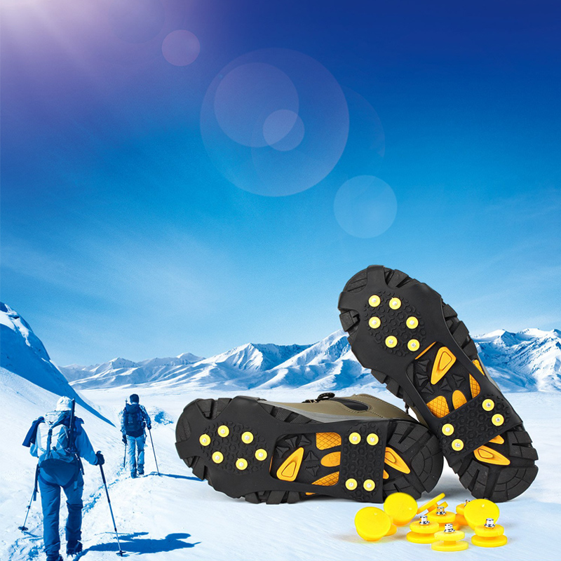 10 pcs Sneeuw Ijs Klimmen Antislip Stijgijzers Spikes Ice Grips Bergbeklimmen Anti-slip Schoen Cover Speciale Nagel Rubber spikes