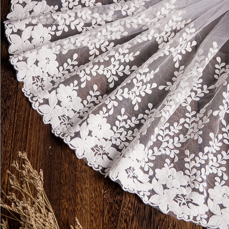 1 Yard Lace Fabirc 32CM Width Lace Trimming Embroidery Sewing Ribbon DIY Dress For Clothing Decoration Garments Lace Trim