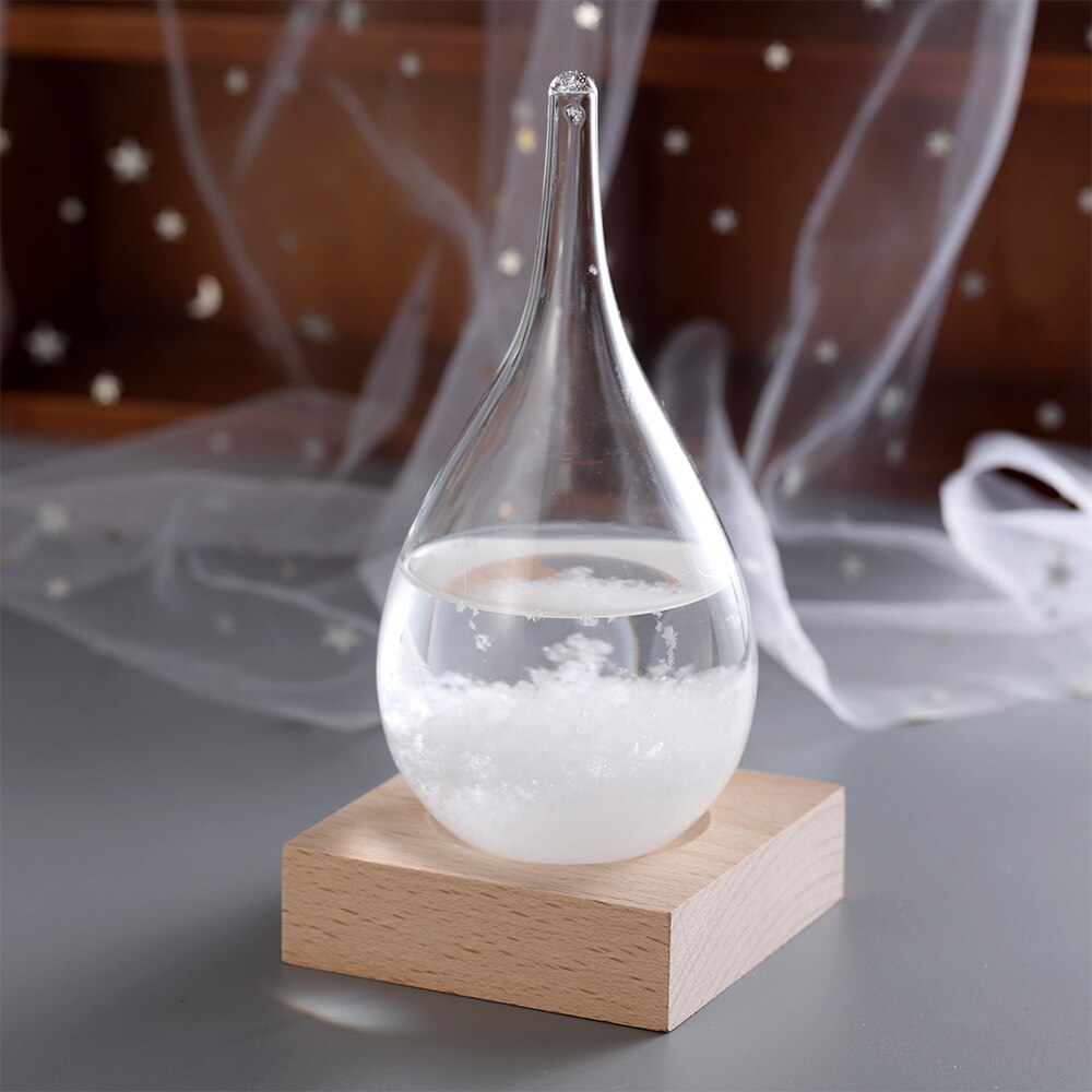 Barómetro de Navidad, gotitas, Storm Glass, botella de cristal con forma de gota creativa, estación meteorológica para el escritorio, Predictor meteorológico, decoración