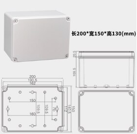 Elektrisk kopplingsdosa diy utomhus elbox projektlåda abs vattentät plastskal övervakning kraftdosa plastfodral: 200 x 150 x 130