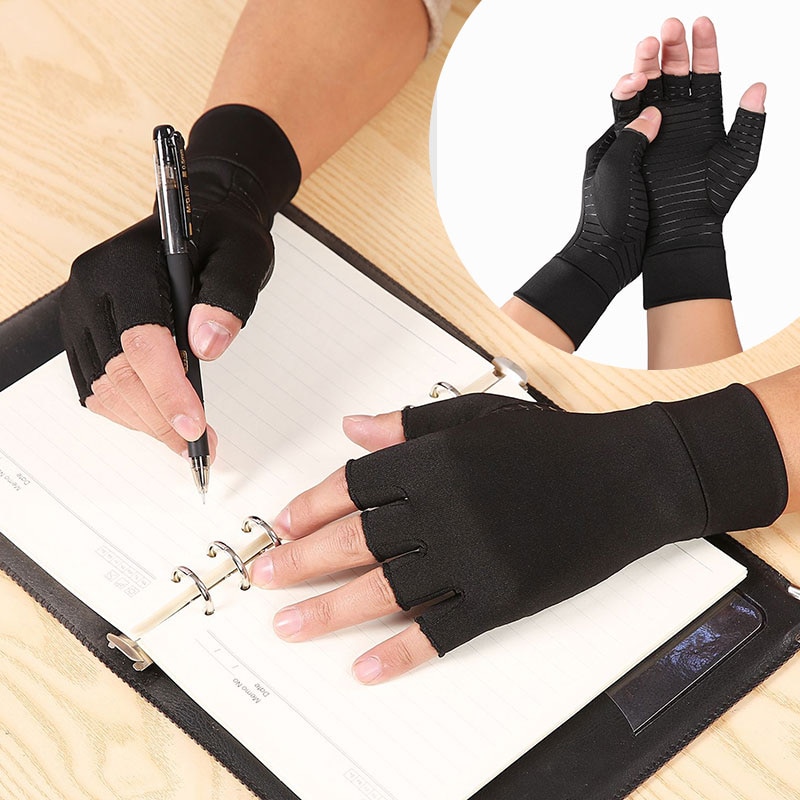 Demi-doigt 1 paire, gants Anti-arthrite, Anti-douleur articulaire, Anti-glisse, pour thérapie, Compression, offre spéciale