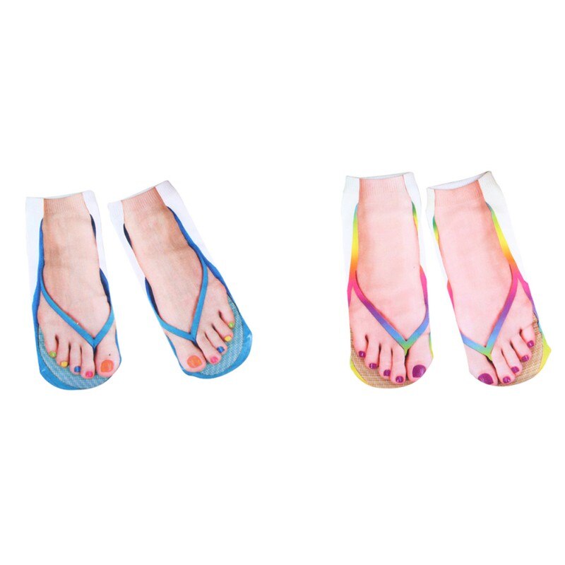 3D mujeres impresas chanclas calcetines lindos pies divertidos calcetines zapatillas Camping al aire libre senderismo calcetines cómodos