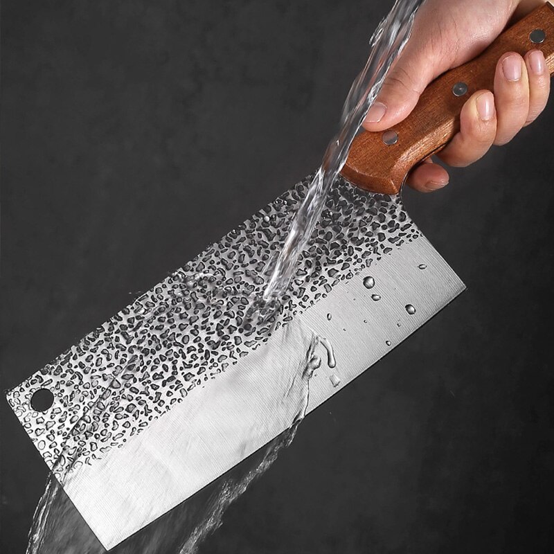 Handgemaakte Forged Rvs Keukenmessen Chinese Koksmes Vlees Hakmes Groente Bone Chopper Mes Koken Tool