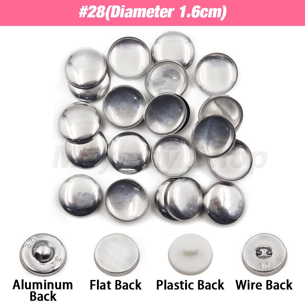 100 sets # 16-60 bedekte knop stoffen knoppen ronde broodvorm stoffen doek cover knoppen voor doe-het-zelf handgemaakte stoffen accessoires: 4# / Black Nickel
