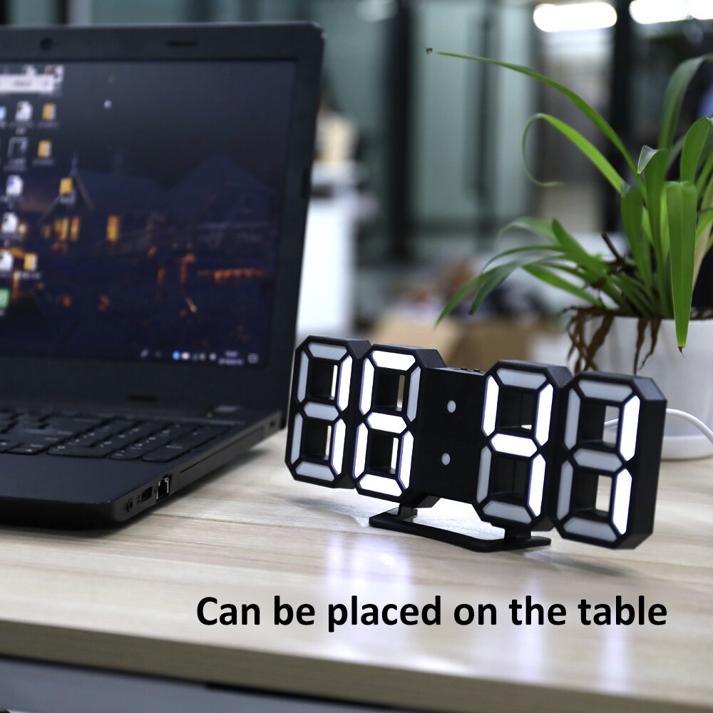 3D LED Digital Clock with Night Mode Adjust the Brightness Electronic Table Clock Alarm Clock Wall Glowing Hanging Clocks