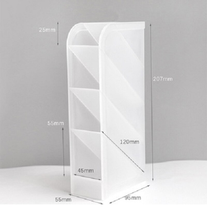 1PCS Desk Pen Pencil Organizer Multi-function 4 Grid Desktop Pen Holder Office School Storage Case Clear White Black Plastic Box: A white box