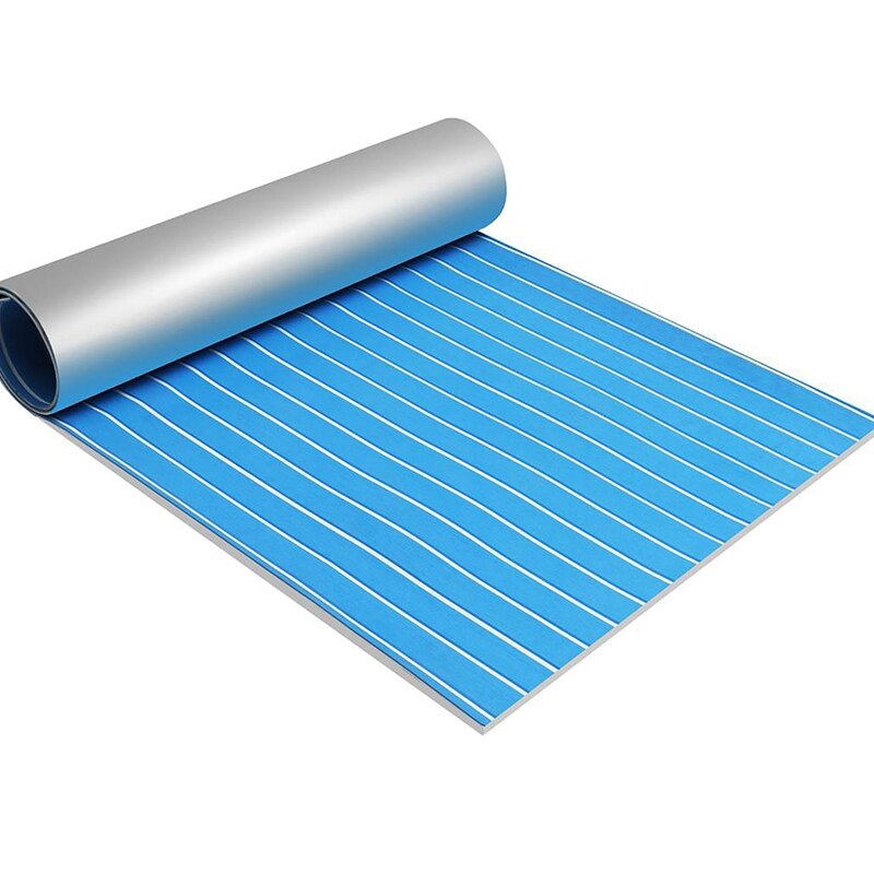 Feuille de teck en mousse EVA auto-adhésive 240X60cm Yacht tapis de sol en mousse synthétique bleu avec ligne blanche
