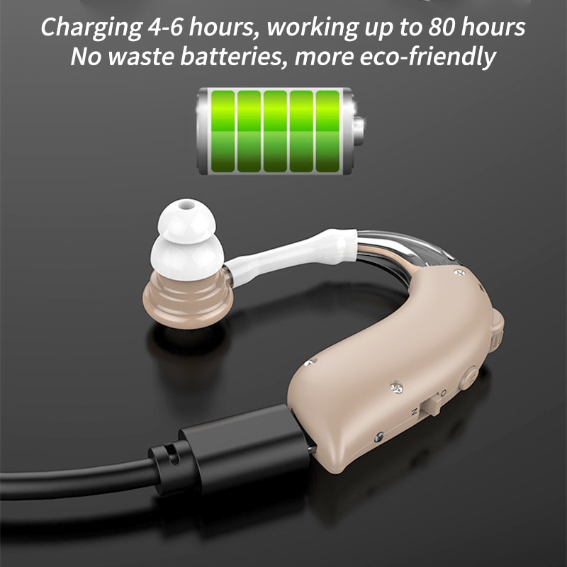 best BTE Hearing Aids Rechargeable Mini Volume Adjustable Hearing Aid Wireless Sound Amplifier For the Hearing Loss Elderly