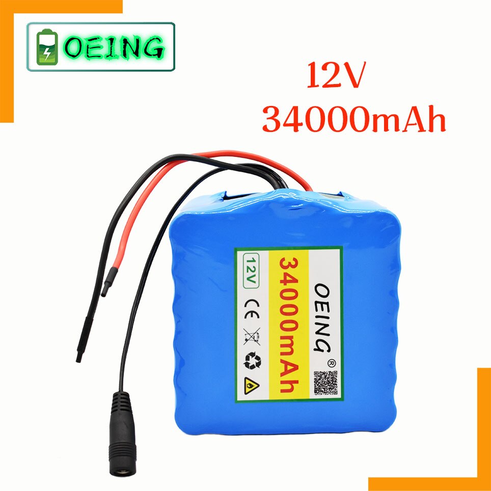 12V 34Ah 3S12P 12V 12.6V Lithium Battery Pack for Inverter Xenon Lamp Solar Street Light Sightseeing Car Etc