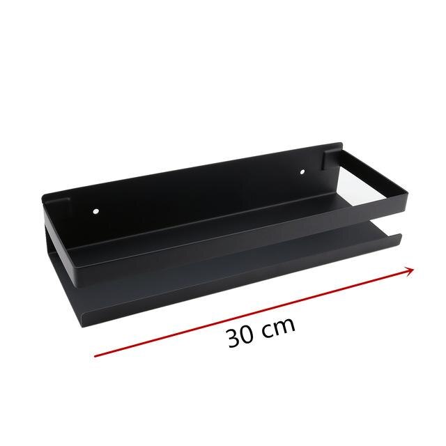 Estante de pared para baño, accesorio negro para ducha, champú y baño, estantes esquineros, estante de almacenamiento de 20cm-50cm: Black  30cm