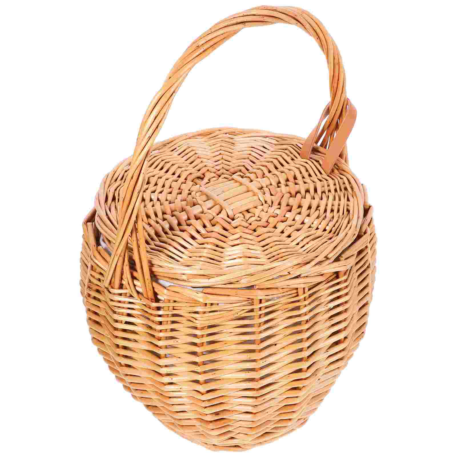 Cesta de vime para piquenique, cesta de armazenamento, portátil, tecido, para compras, viagem, suporte de flores, recipiente com alça, uso doméstico