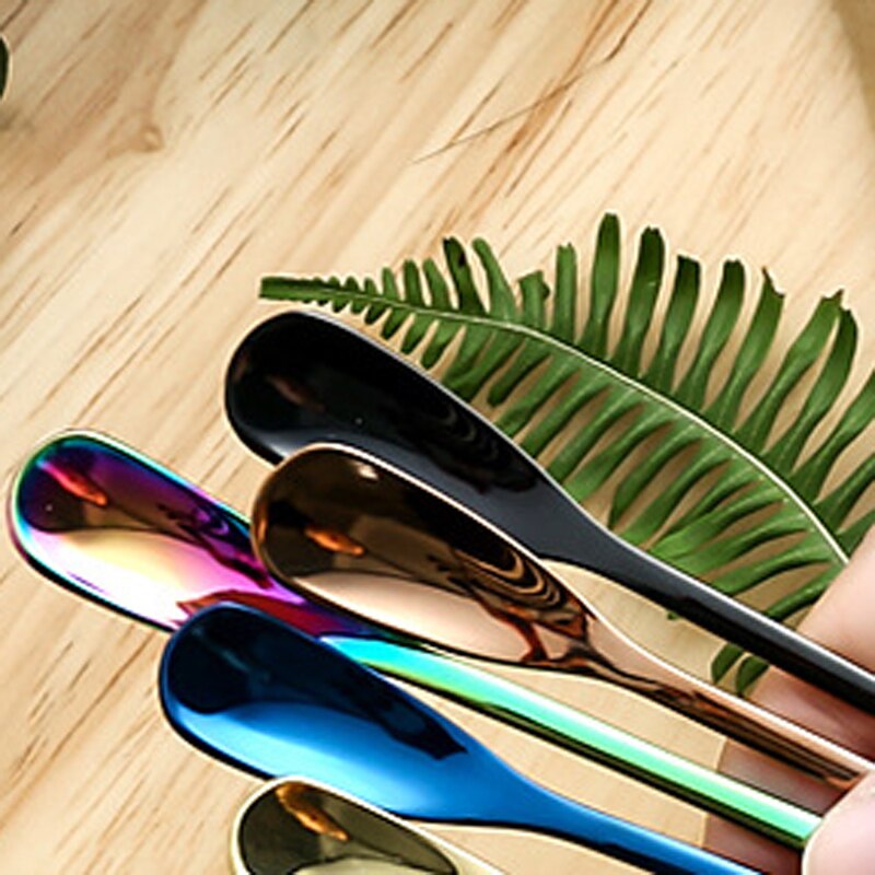 15cm 17cm Square Head Food Spoon Stainless Steel Mug Spoons Coffee Stirring Honey Spoon