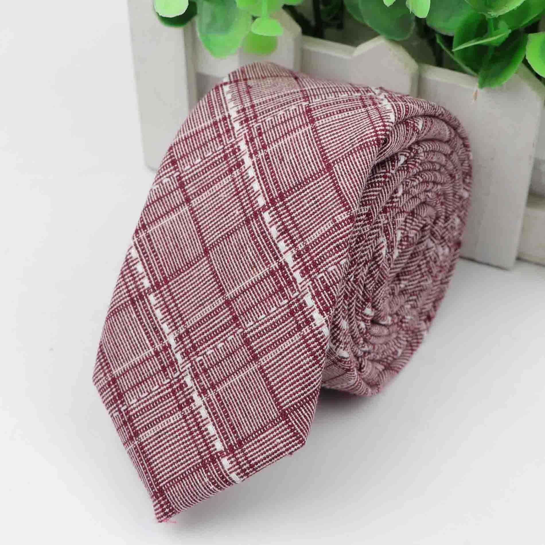 Cravate à carreaux pour hommes, cravate épaisse colorée, costume décontracté, nœuds papillon, coton Slim: 2