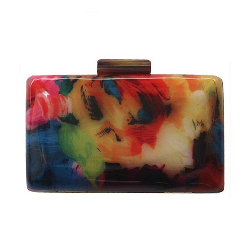 Pochette acrylique femme sacs de soirée sac acrylique impression colorée modèle aléatoire femmes sac à bandoulière embrayages sac à main ZD1163: Default Title