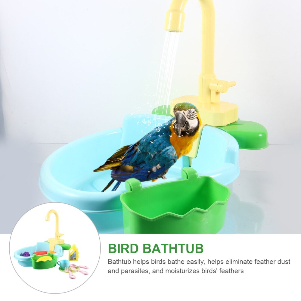 1 Set Bird Bath Tub Parrot Automatic Bathtub Bird Bathroom Pet Washbowl