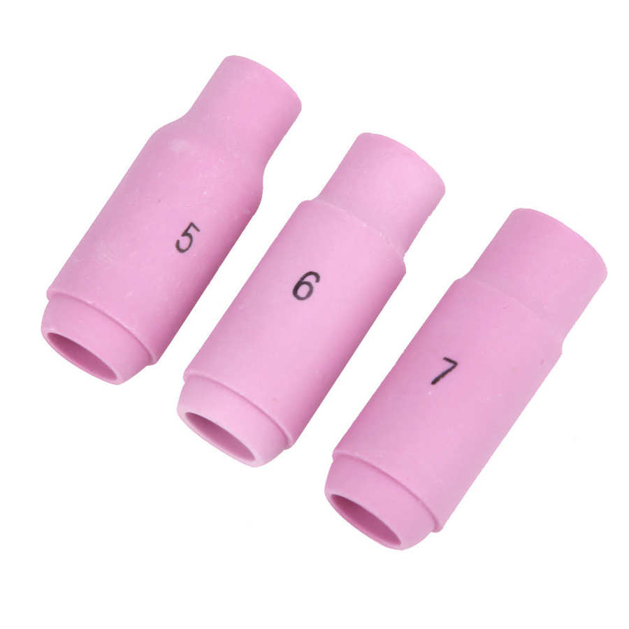 10Pcs Tig Keramische Cup Tig Alumina Nozzle Collet Body Back Cap Voor WP-17/18/26 Tig Lastoorts Onderdelen WP26 Collet Body