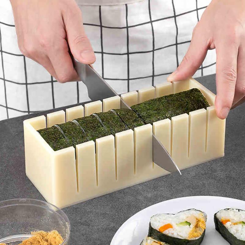 1 sæt sushi maker kit sushi form ris rulle form plast køkken komplet sushi rulle værktøjs sæt mad gør det selv køkken gadgets