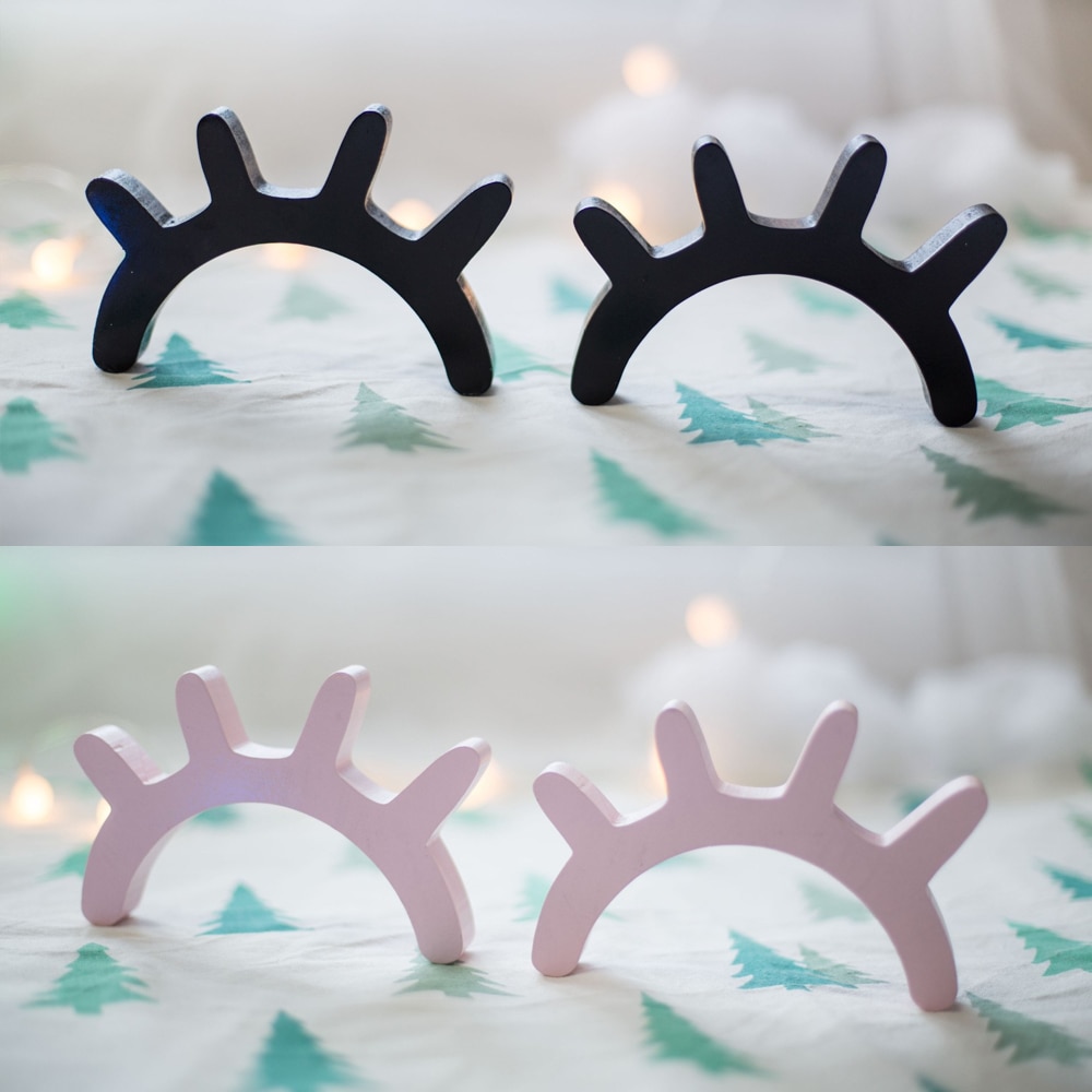 1 paire faux cils Stickers muraux Style nordique 3D bois Stickers muraux auto-adhésif fond décoration enfants chambre de bébé