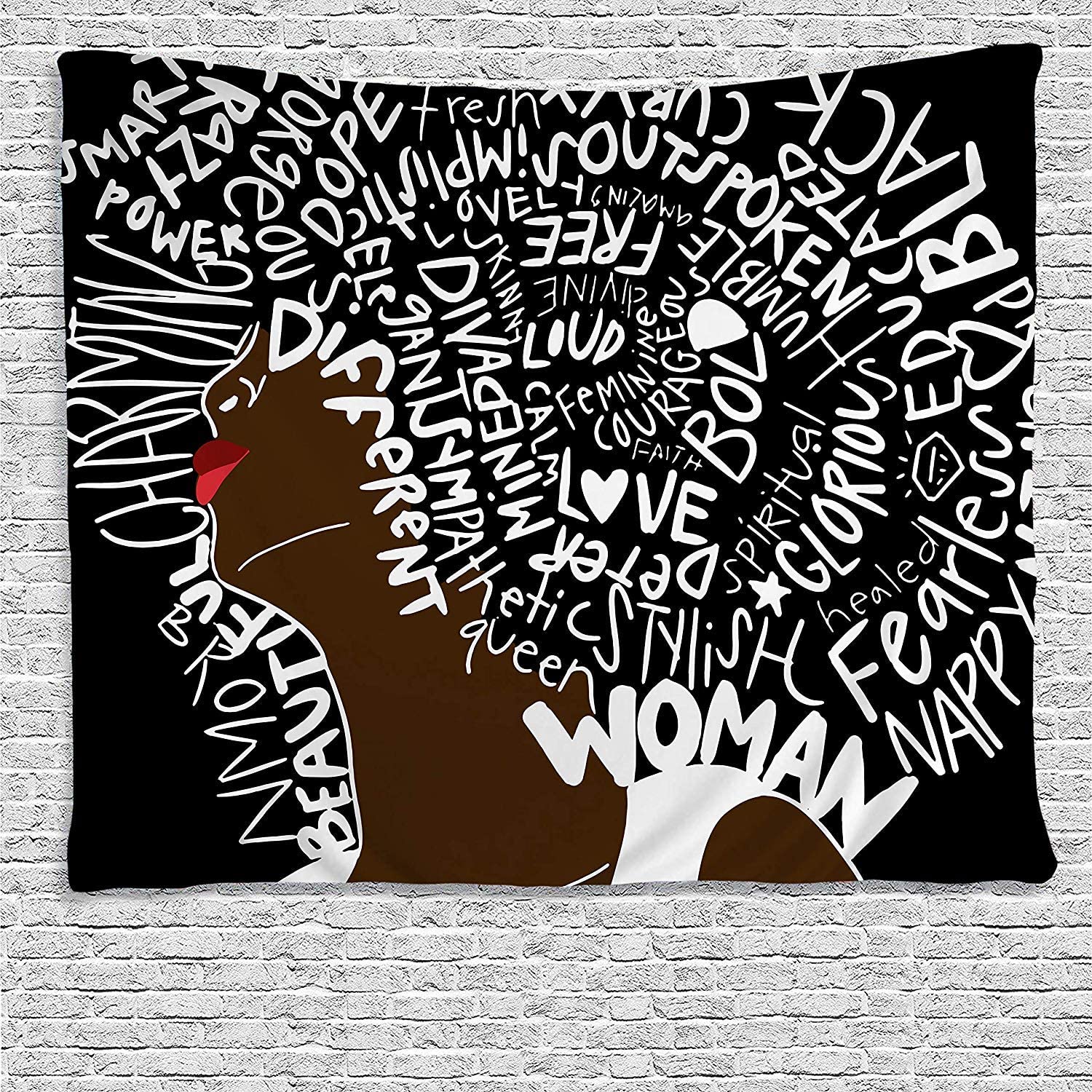African American Women Tapestry African Art Afro Women Inspirational Quote Hair Wall Art