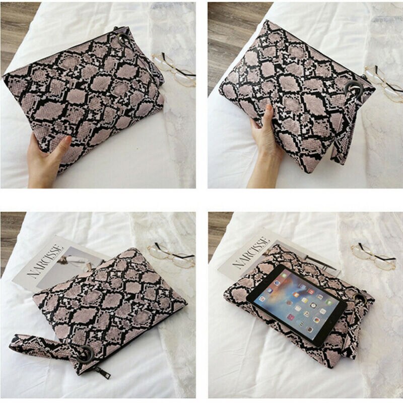 Luipaardprint dames clutch draagbare outdoor handtas pu leren envelop met rits