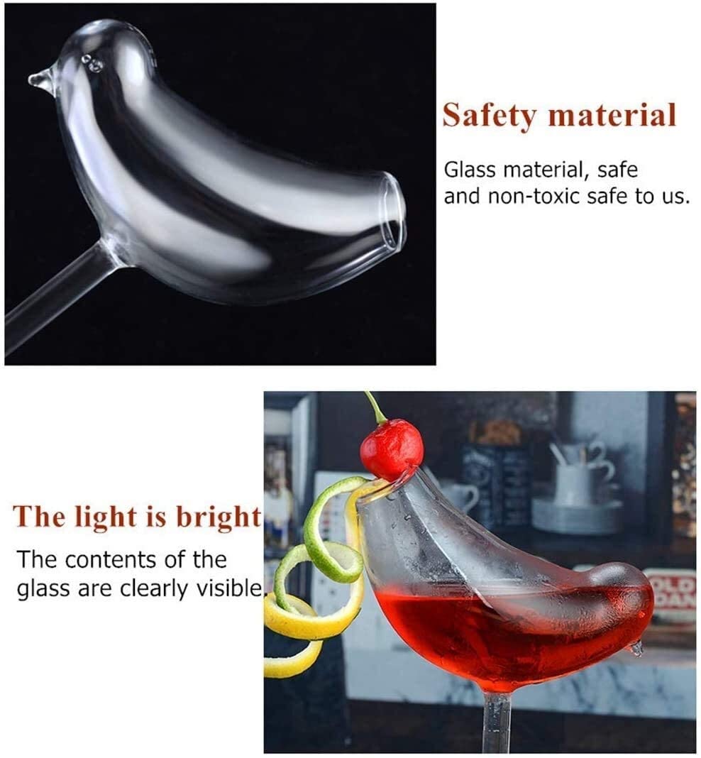 Glass Goblet Transparent Glass Cup Decorative Bird Shape Cocktail Glass For Home Bar Restaurant