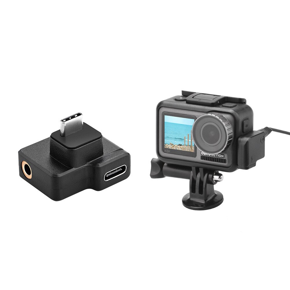 Praktischer audio-abs-dual -3.5mm- mikrofon-adapter, datenübertragungszubehör, tragbarer anschluss, ladefunktion für osmo action