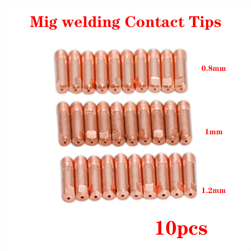 10 st / set mb -15ak m6*25mm mig / mag svetsbrännare kontaktmunstycke gasmunstycke 0.8mm 1mm 1.2mm