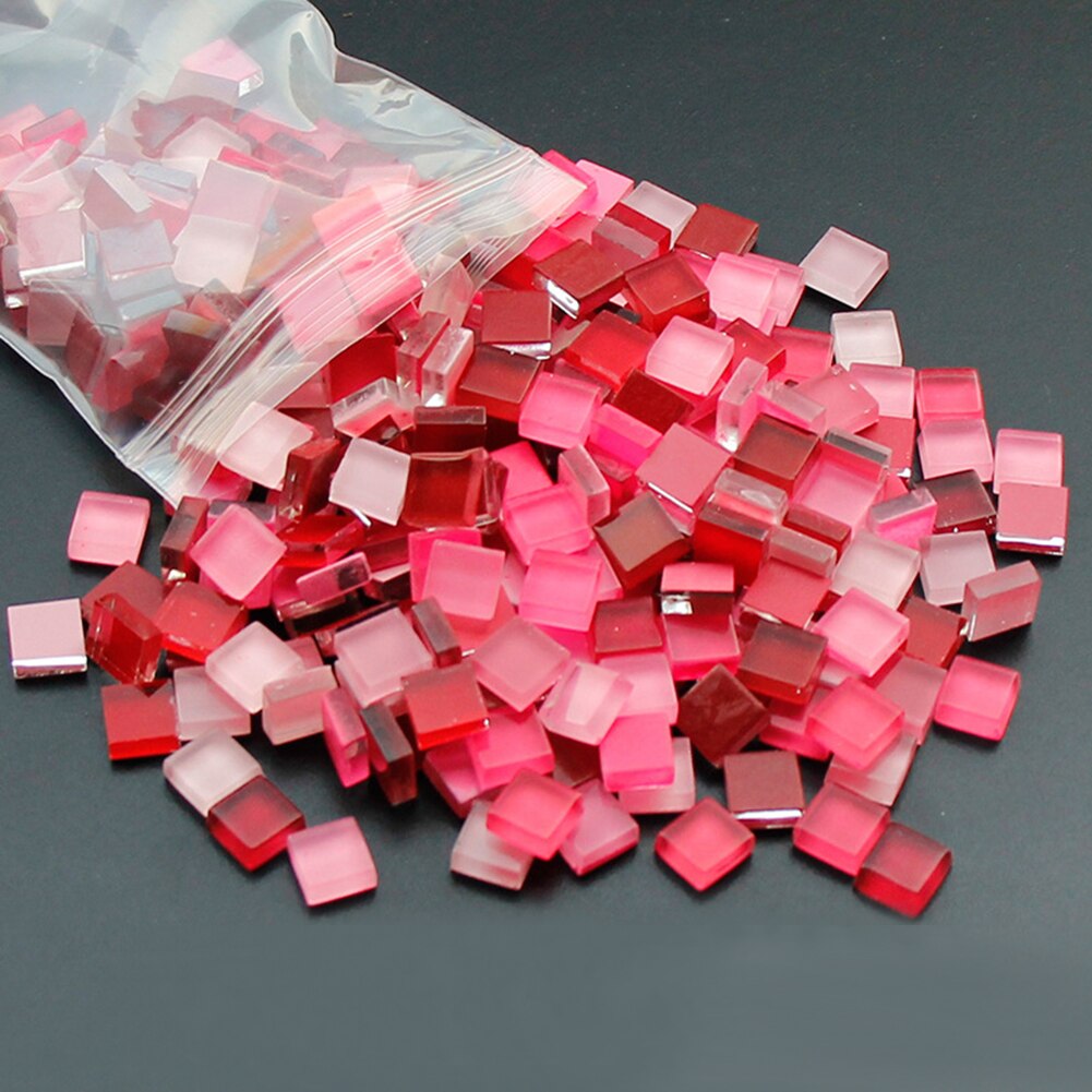 450pcs/lot 1cm Square Cystal Glass Mosaic Tiles Mosaic Stones DIY Hobbies for Children Kids Handmade Art Materials Multi Color: B