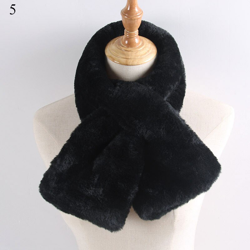 Imitatiebont warme dames sjaal winter dikke snood sjaal imitatiebont zachte sjaals effen kleur kraag sjaal voor dames: 5