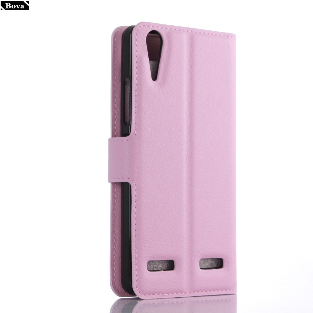 PU Leather Wallet Phone Case - for Lenovo A6010 - Card Holder & Kickstand - Protective Flip Cover: Pink JFC