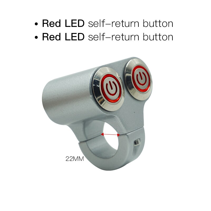 Aluminium 22Mm Stuur Motorfiets Switches Atv Scooter Koplamp Gevaar Rem Mistlamp Schakelaar Aan-uit Met Indicator: Self-Return(Red)