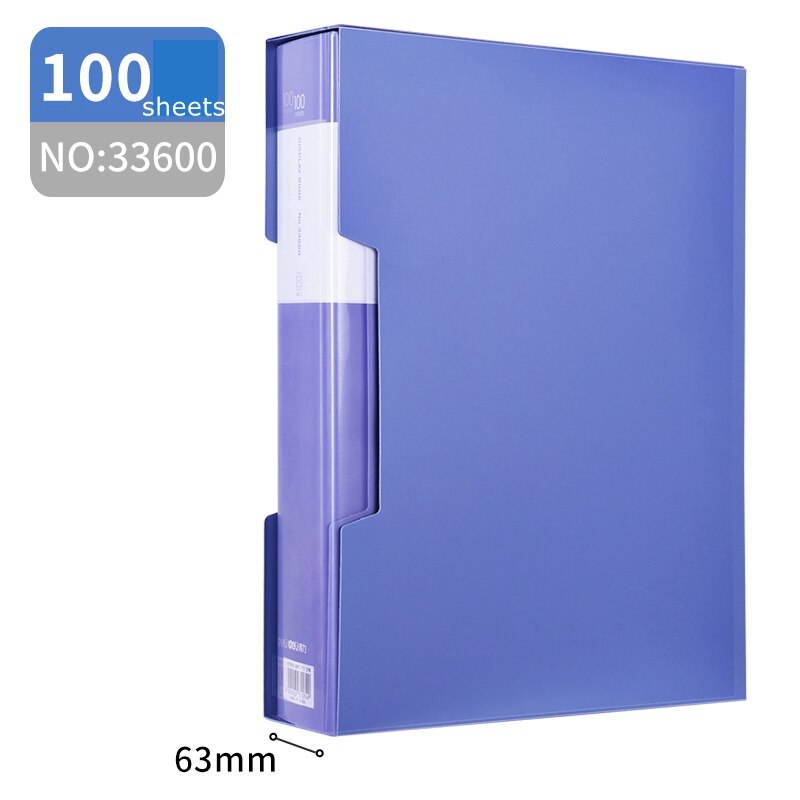 1/2/3/5PCS Deli folder 33610 transparent interleaf A4 clear leaf file folder 10-100 sheets documents loose leaf folder: 33600(1PCS)