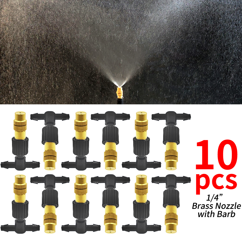 5M-30M Garden Brass Misting Cooling System Irrigation Watering 1/4'' Atomizer Nozzles 4/7mm Hose for Outdoor Greenhouse Pot: Blue