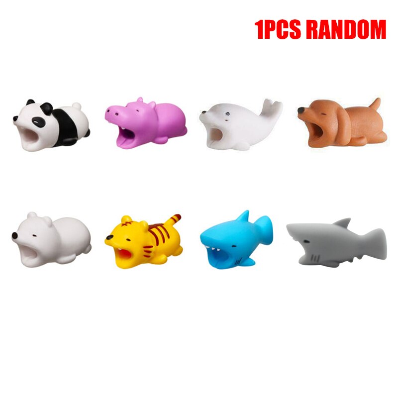 Cute Animal Cartoon Cable Saver Cover Phone USB Bite Charger Data Cord Protector Silicone KQS8: 1pcs