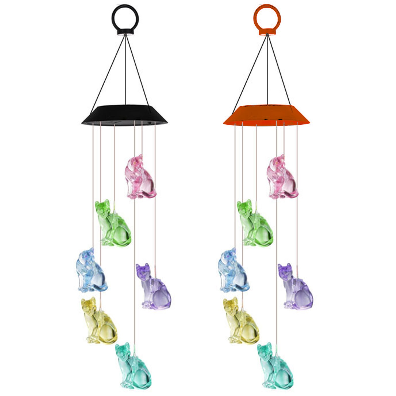 LED Solar Wind Chimes Energy Saving Color Changing Cat Wind Chimes Decoration Lights Garden Yard Patio Porch Wind Bell Lights