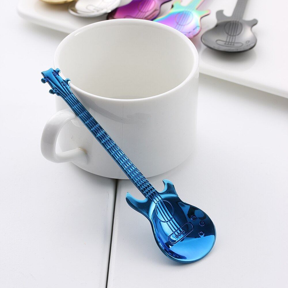 Regenboog Gitaar Vorm Koffie Mengen Lepel Koud Drankje Thee Gereedschap Keuken Gadget Lepel Handvat Roestvrijstalen Keuken Accessoires