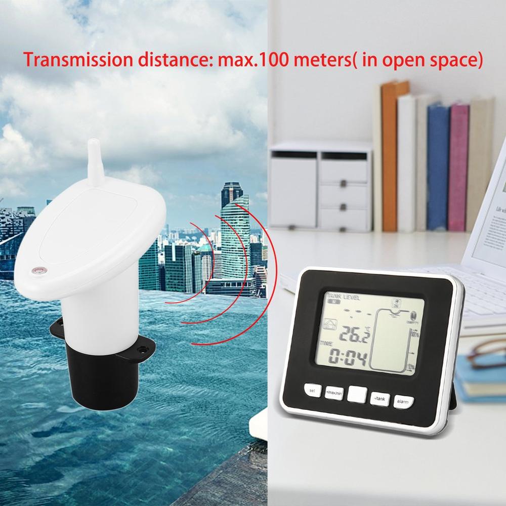 Ultrasonic Wireless Water Tank Liquid Depth Level Meter Sensor with Temperature Display with 3.3 Inch LED Display