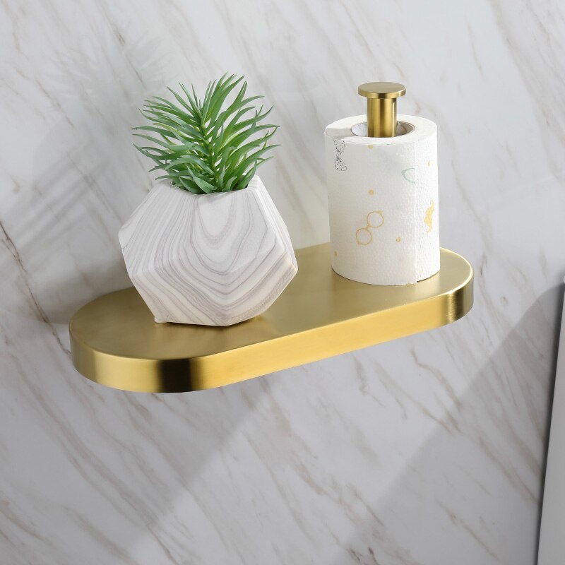 Bathroom Accessories Brushed Gold Toothbrush Holder Metal Wall Toilet Roll Paper Holder SUS304 Stainless Steel Bath Set Hooks