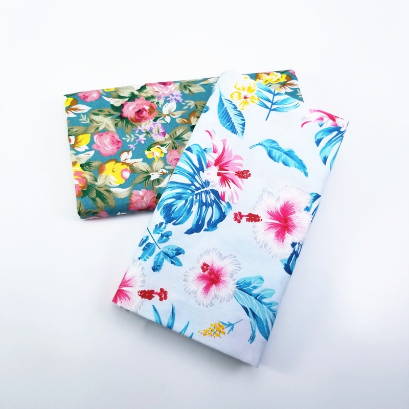 Flower Print Cotton Twill Fabric Patchwork Cloth DIY Sewing Quilting Fat Quarters Kids Fabric Upholstery For Furniture Material