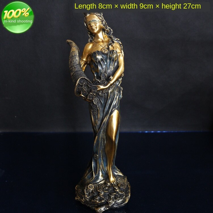 Mitologia grecka bogini fortuny portret pełnej długości retro rzeźba z żywicy kreatywny gabinet dekoracja stołu X2034